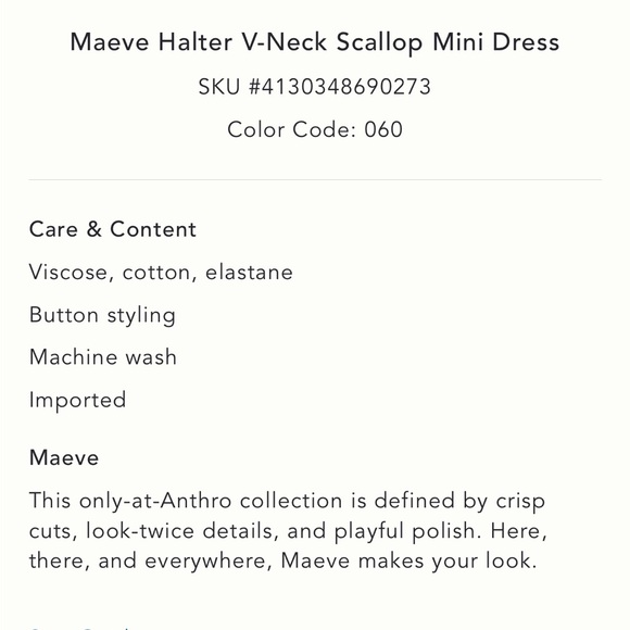 Anthropologie Maeve Halter V-Neck Mini Dress - Picture 5 of 5